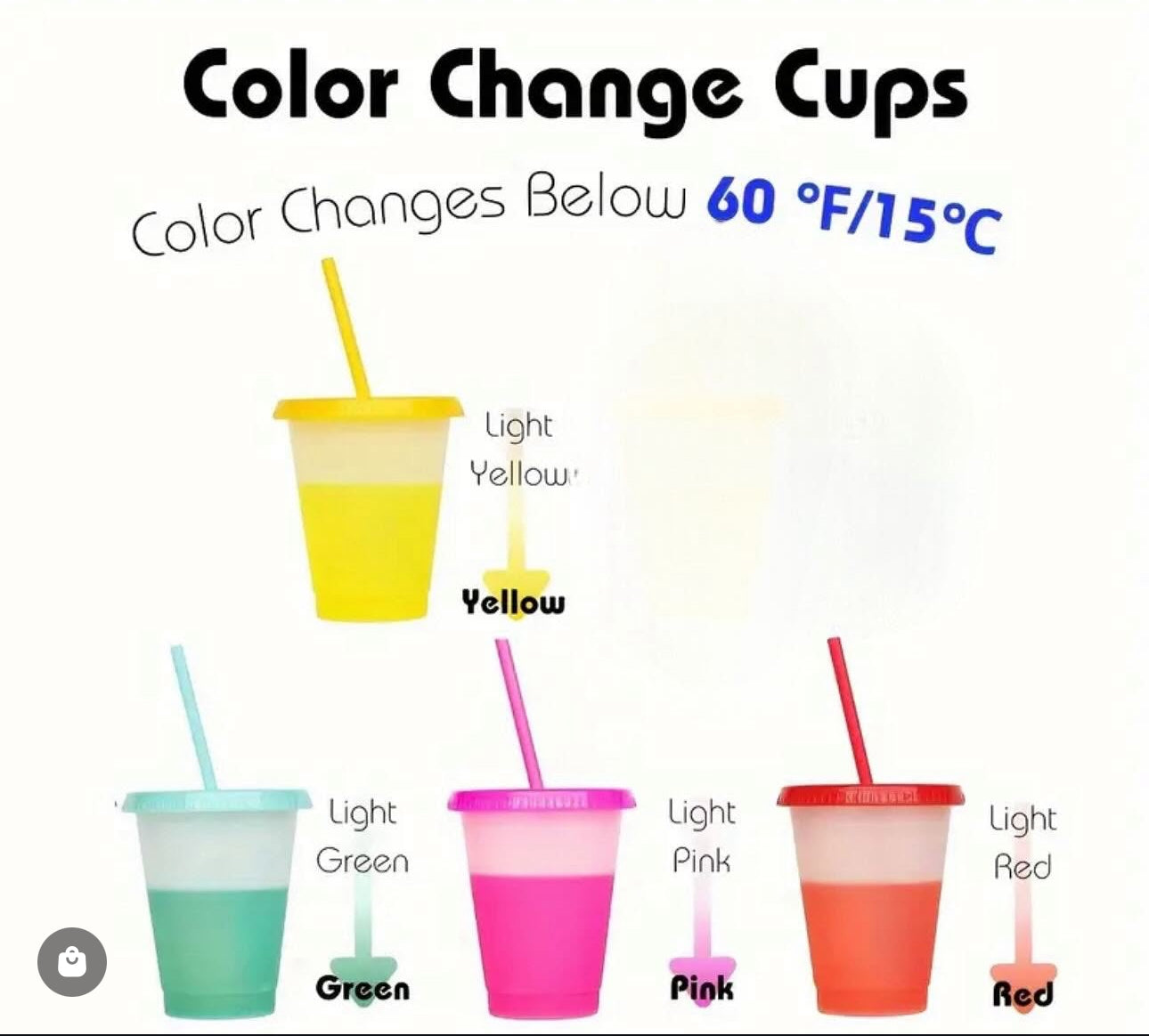 16oz / 470ml Color Change Cold Cups With Lids And Straws