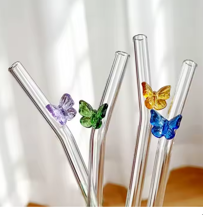Butterfly Glass Straws - Available in 5 colours