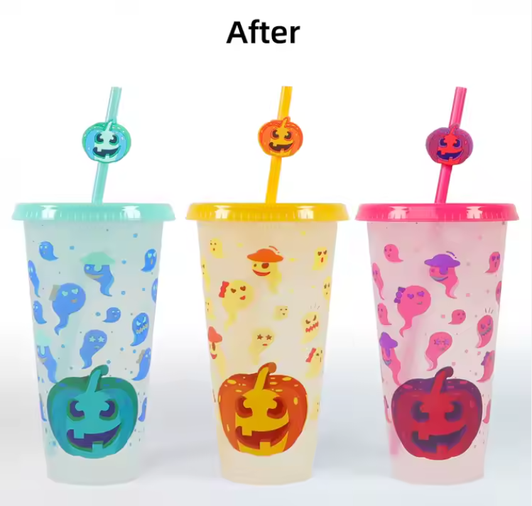 Halloween Colour Change Ghost & Pumpkin Cup - 24oz