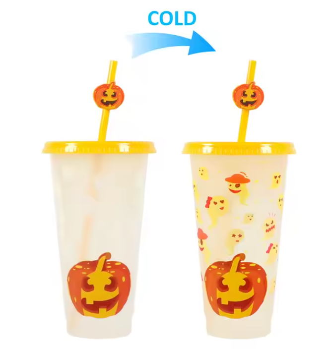 Halloween Colour Change Ghost & Pumpkin Cup - 24oz