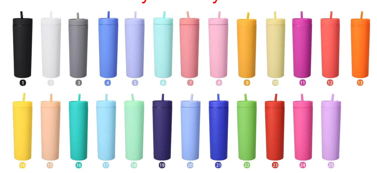 16oz Skinny Matte Acrylic Tumbler
