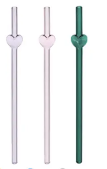 Reusable Glass Straws with Hollow Heart