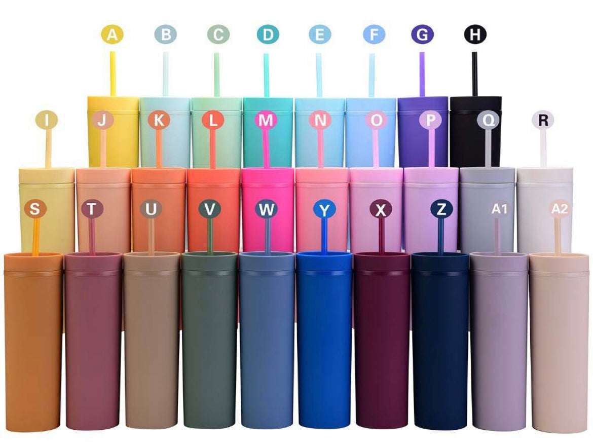 Acrylic Tumblers 16oz Solid Colour with Straw - Additional Colours