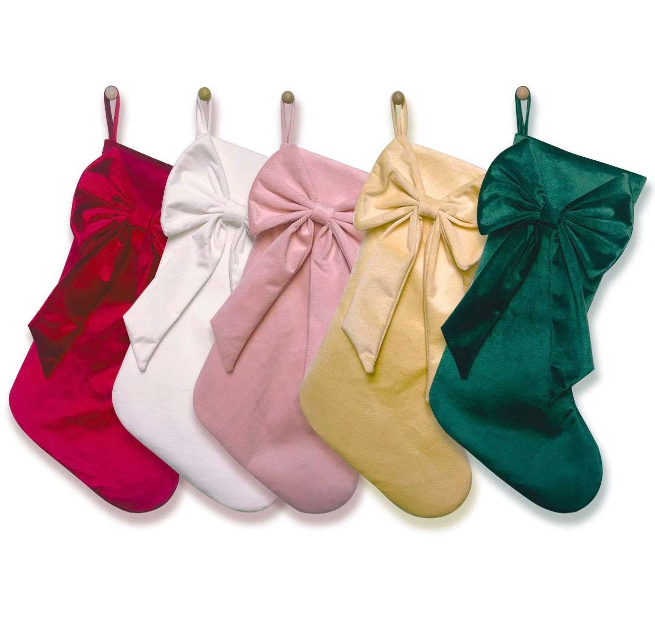 Luxury Velvet Christmas Stocking with Bow & Loop