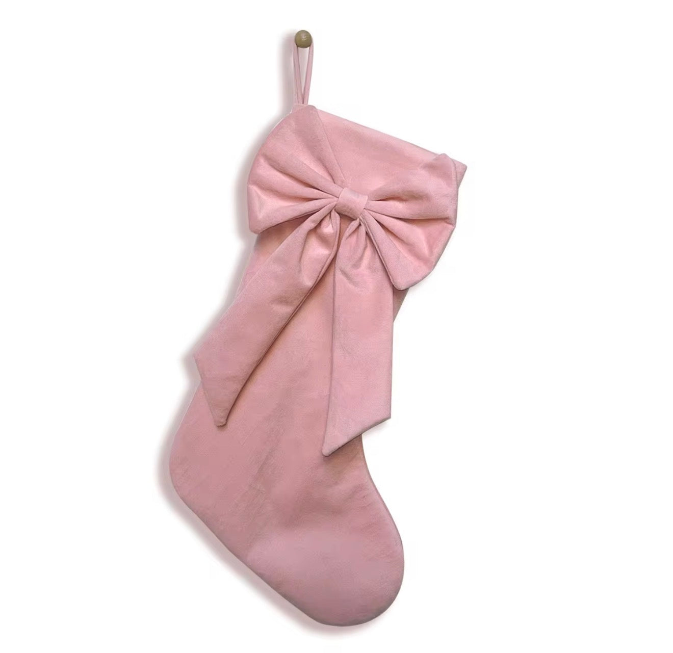 Luxury Velvet Christmas Stocking with Bow & Loop