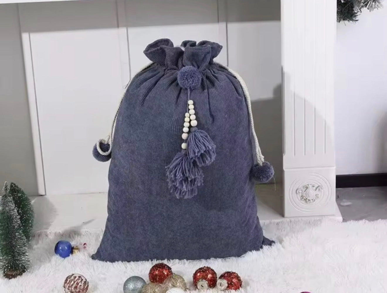 Corduroy Santa Sacks with Tassel- Available in 4 colours