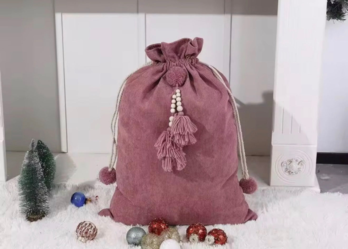 Corduroy Santa Sacks with Tassel- Available in 4 colours