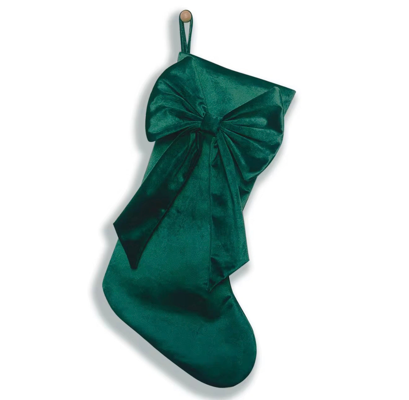 Luxury Velvet Christmas Stocking with Bow & Loop