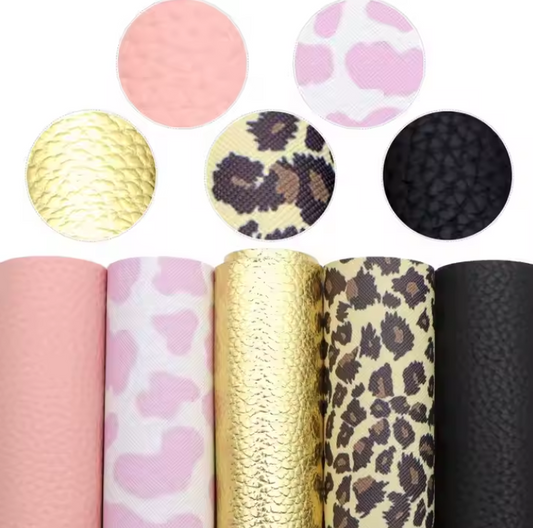 5pcs/set Animal Print Faux Leather