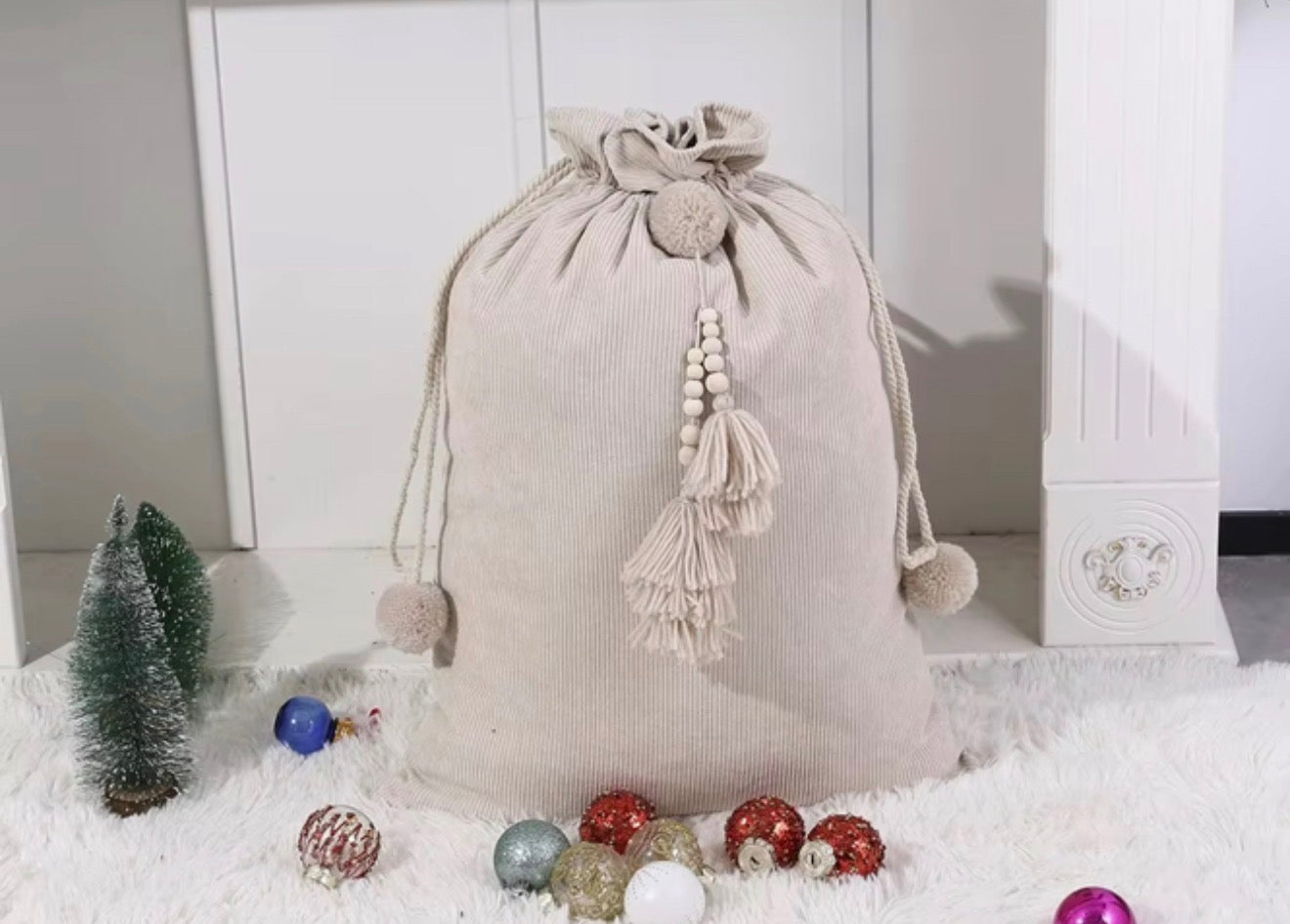 Corduroy Santa Sacks with Tassel- Available in 4 colours