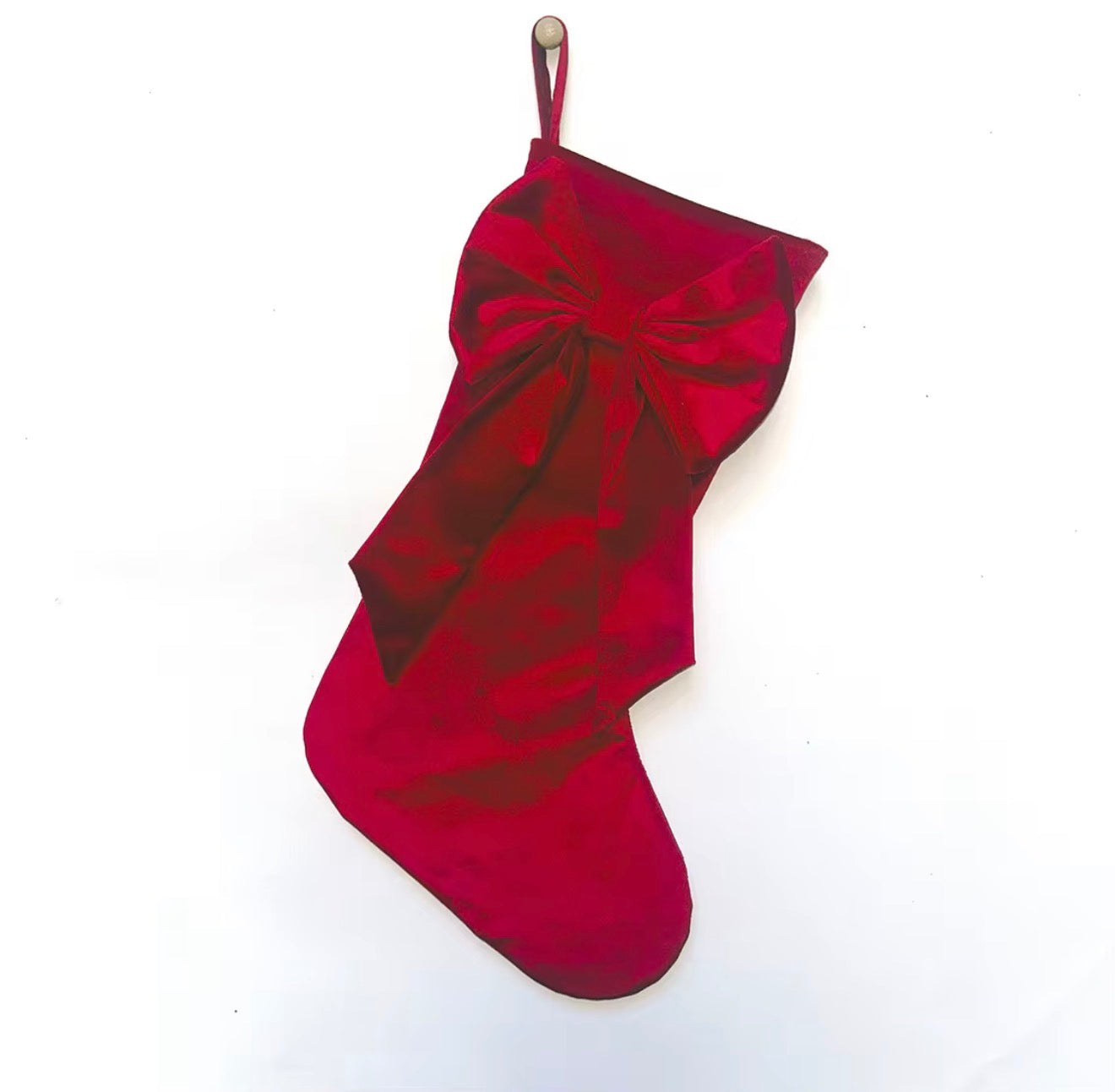Luxury Velvet Christmas Stocking with Bow & Loop