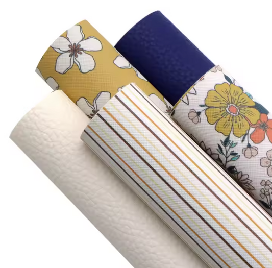 5pcs/Set Flower Print Faux Leather Sheet Set
