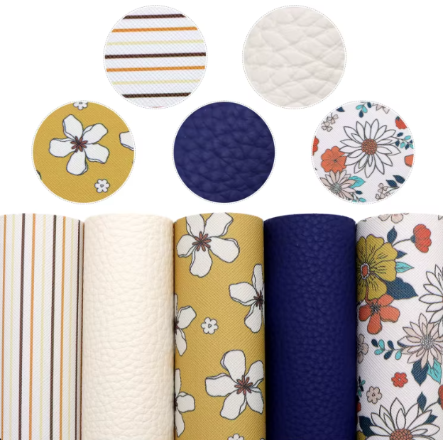 5pcs/Set Flower Print Faux Leather Sheet Set
