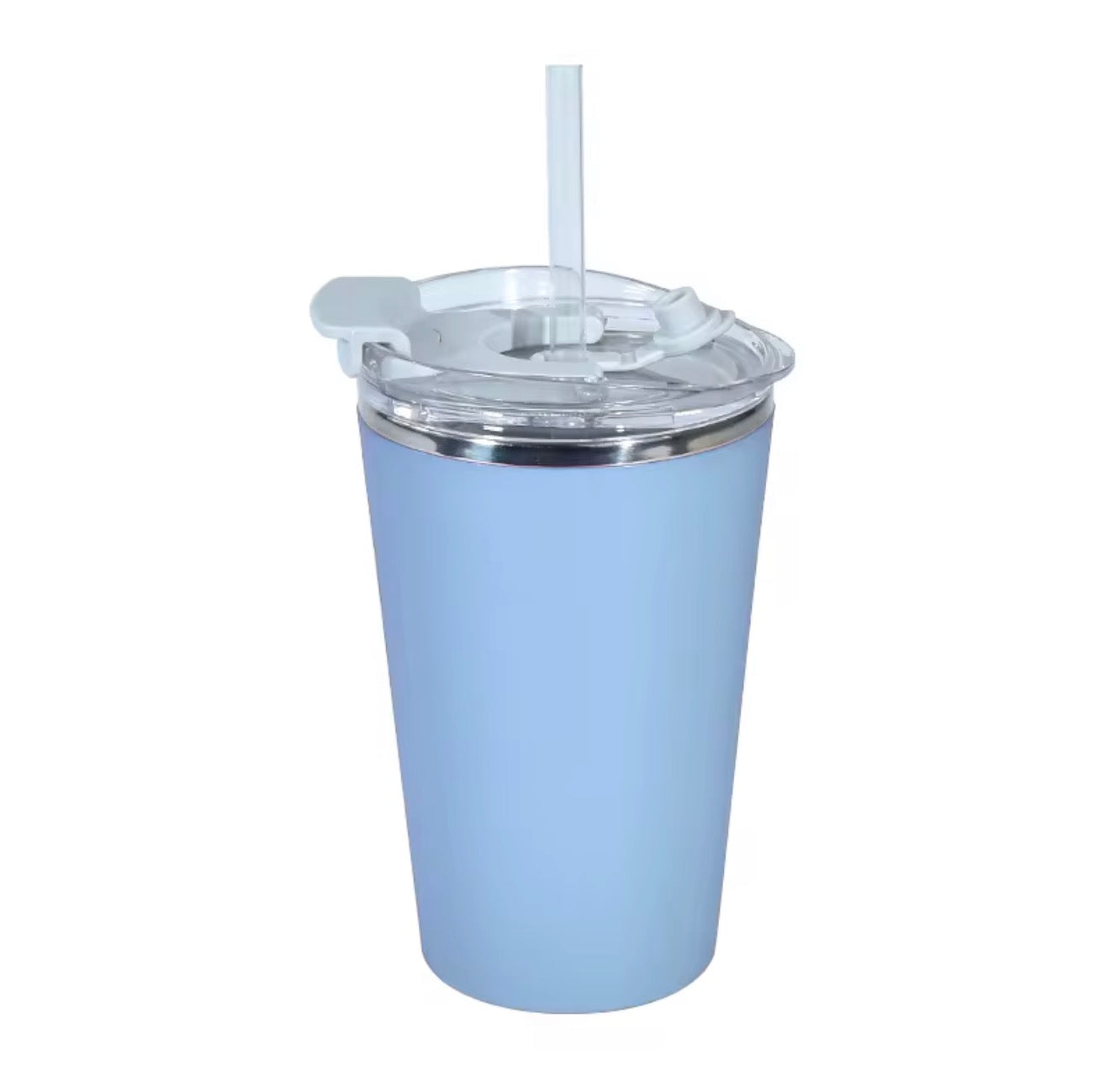 14oz (420ml) Stainless Steel Coffee Cup with flip lid and resealable straw hole.