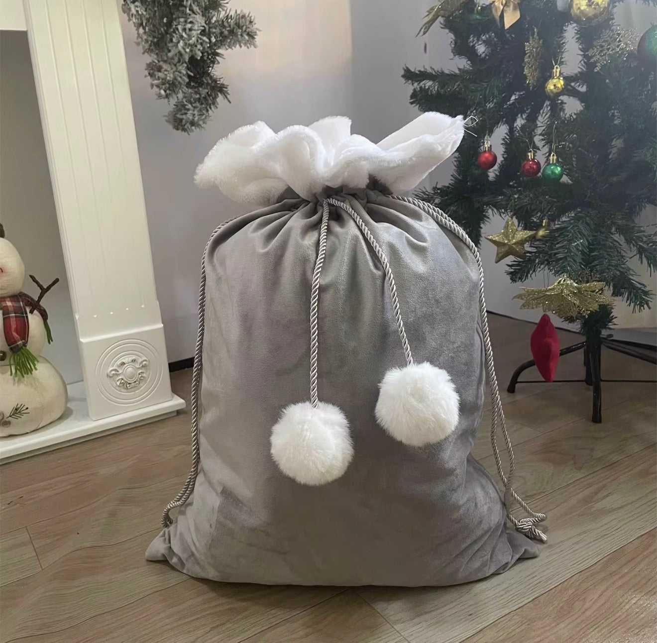 Velvet Blank Santa Sack with Fluffy Pom Pom