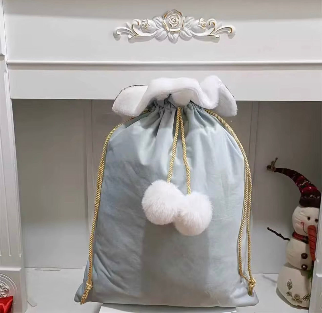 Velvet Blank Santa Sack with Fluffy Pom Pom