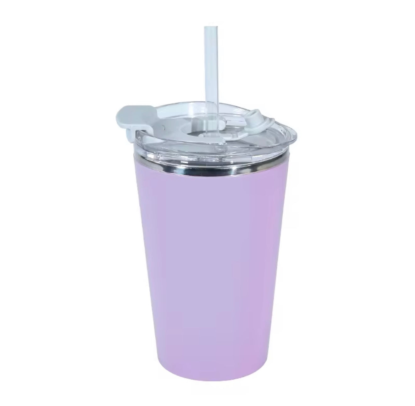 14oz (420ml) Stainless Steel Coffee Cup with flip lid and resealable straw hole.