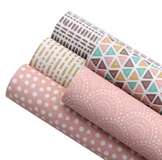 5pcs/set Assorted Patterns Printed Faux Leather Set