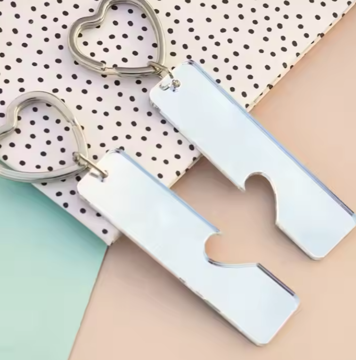 Acrylic Rectangle Keychain 2 pieces with joining heart – For the Love ...