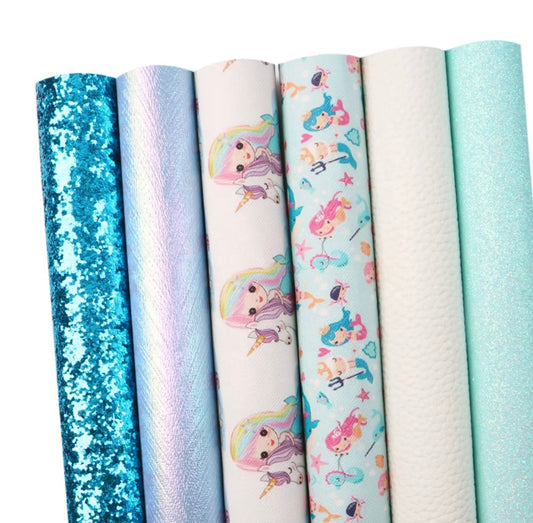 Unicorn / Mermaid Faux Leather 6 piece pack